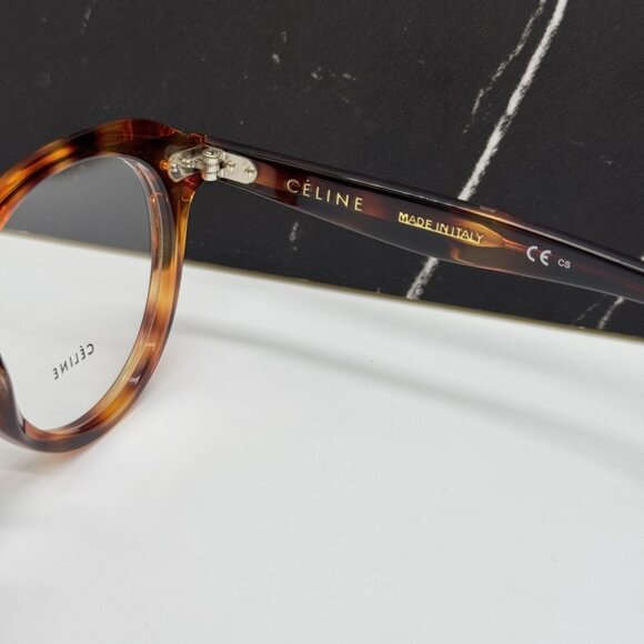 NEW CELINE CL41458 086 HAVANA ROUND UNISEX CELINE EYEGLASSES - Picture 11 of 12